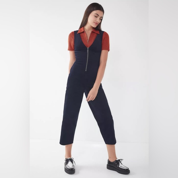 BDG Pants - Urban Outfitters BDG April Corduroy Zip Front Jumpsuit-Size Small-Navy Blue